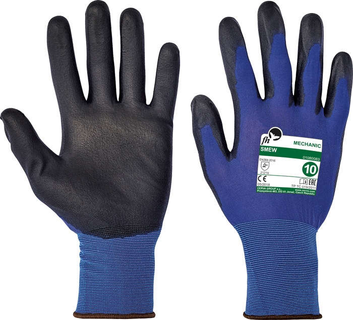 Červa Smew rukavice nylonové-18G modrá/černá 7