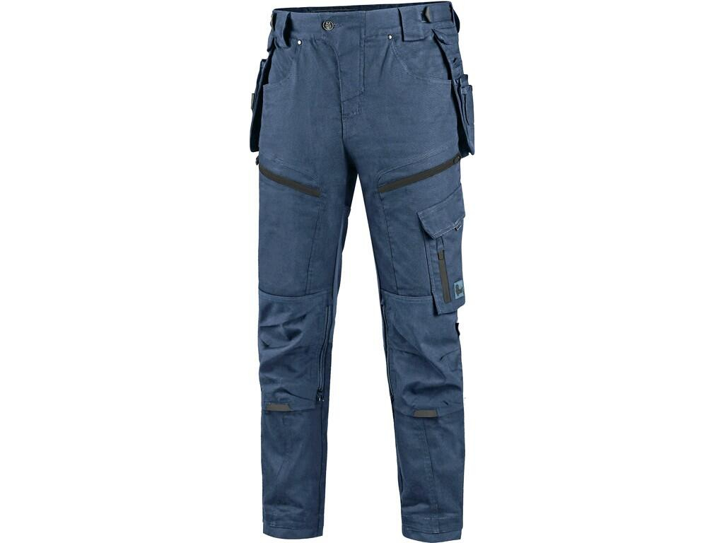 CXS Pánské pracovní kalhoty LEONIS modré s černými doplňky vel.56