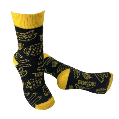 BENNONKY Beer socks black/yelow 